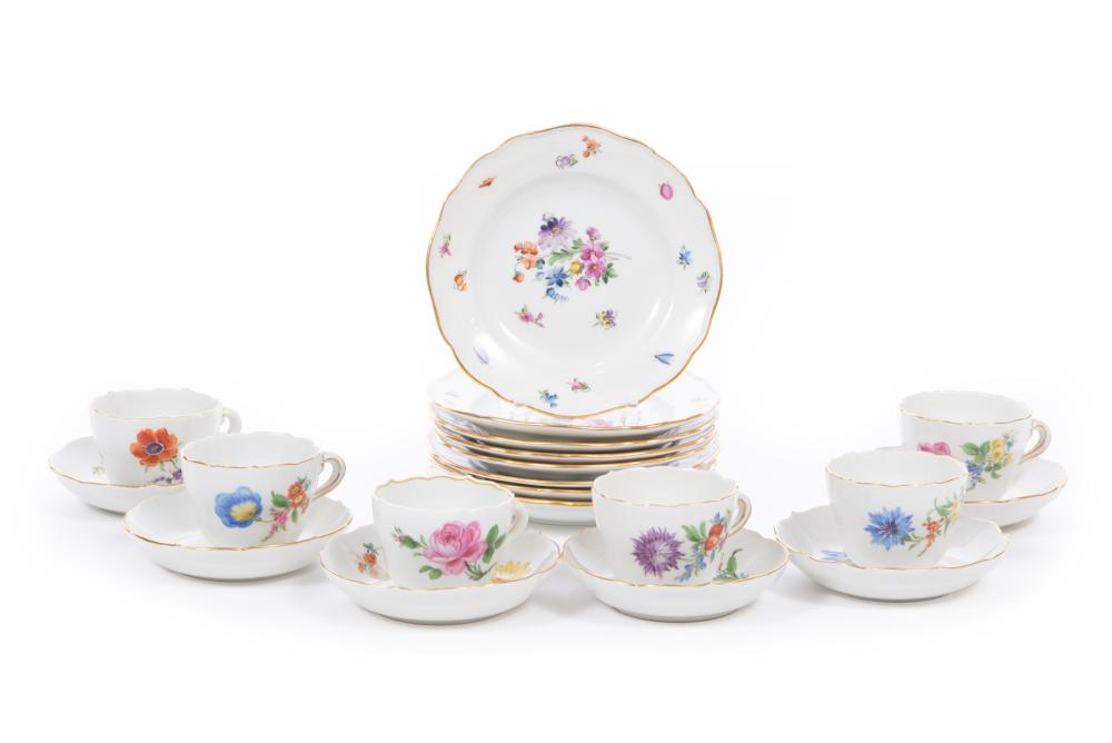 MEISSEN FLORAL PORCELAIN CUPS AND