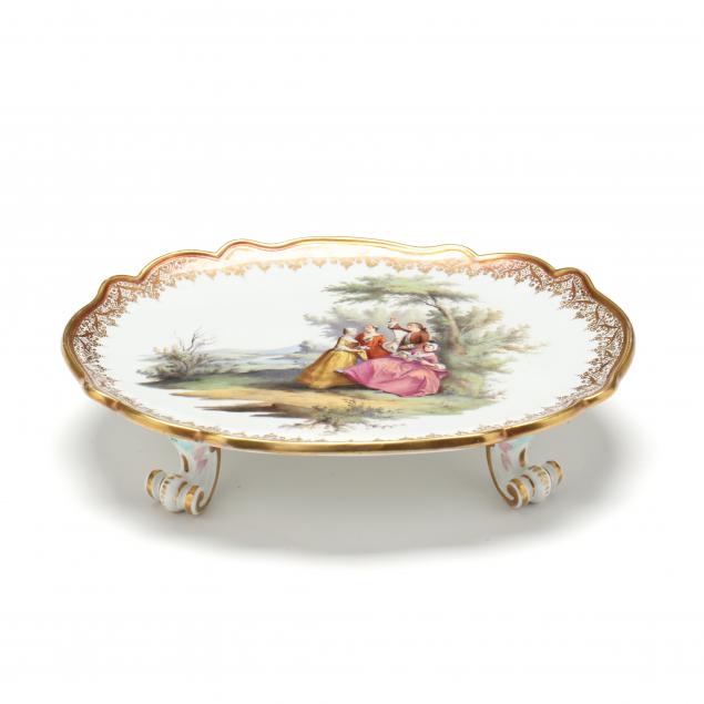 MEISSEN FOOTED TRAY, WATTEAU