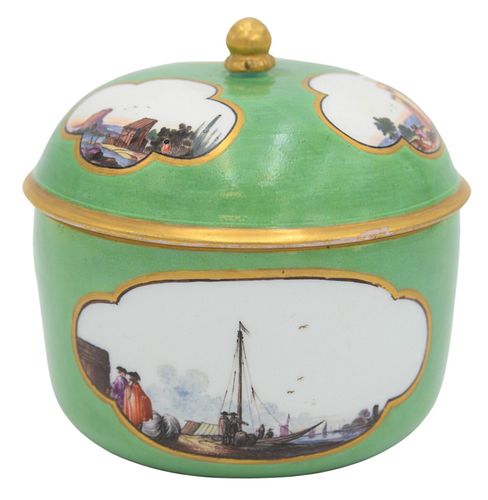MEISSEN GREEN-GROUND CIRCULAR SUGAR