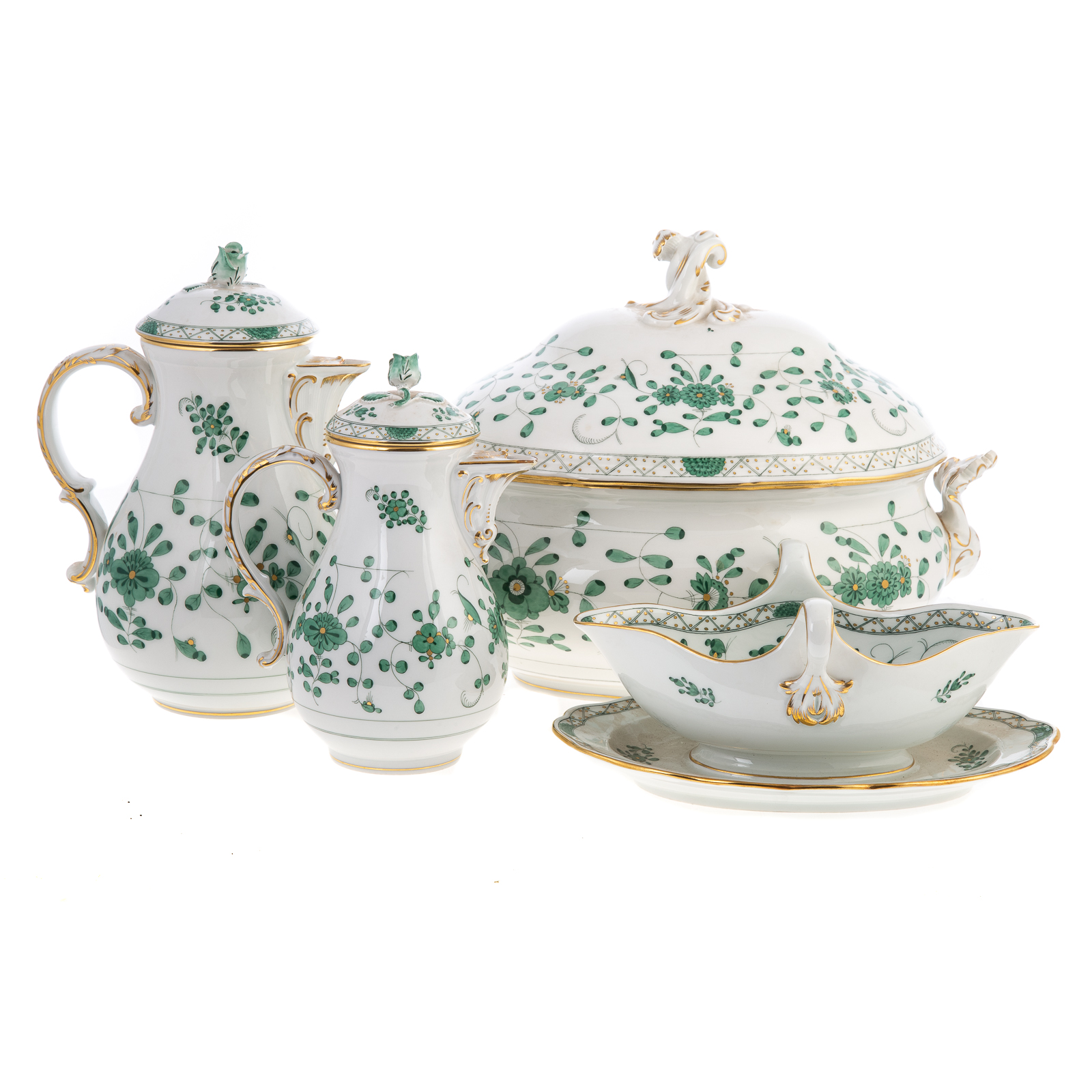 MEISSEN GREEN ORIENTAL FLOWER