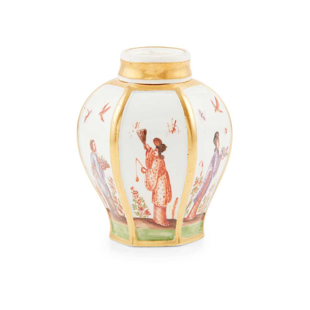 MEISSEN HEXAGONAL TEA CADDY AND