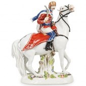 MEISSEN HUSSAR HORSEBACK PORCE