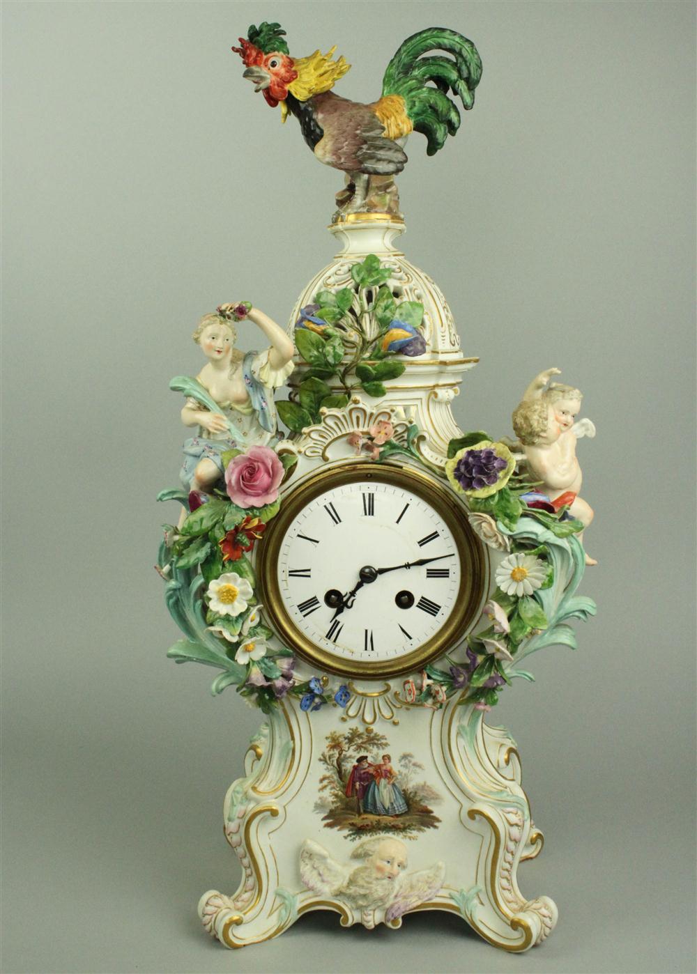 MEISSEN MANTEL CLOCK late 19th