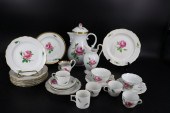 MEISSEN PINK ROSE PARTIAL SERV