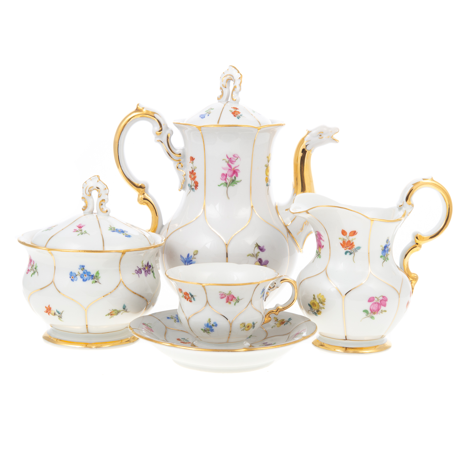 MEISSEN PORCELAIN CHOCOLATE SET &