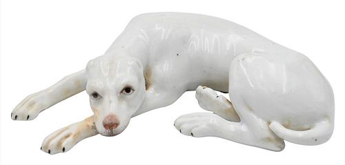 MEISSEN PORCELAIN DOG FIGURE,