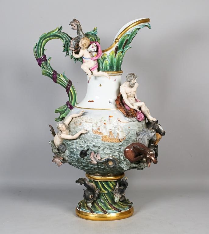 MEISSEN PORCELAIN EWER, WATER19th -