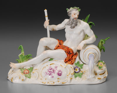 Meissen porcelain figure, reclining