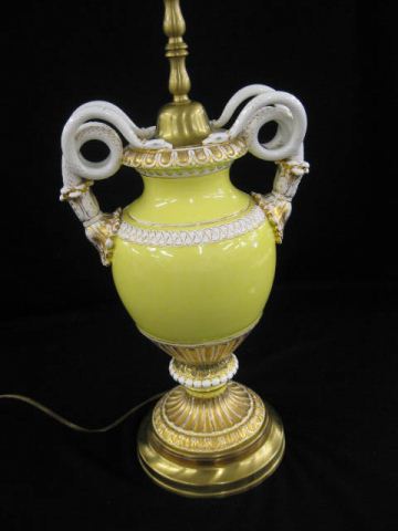 Meissen Porcelain Lamp yellow and