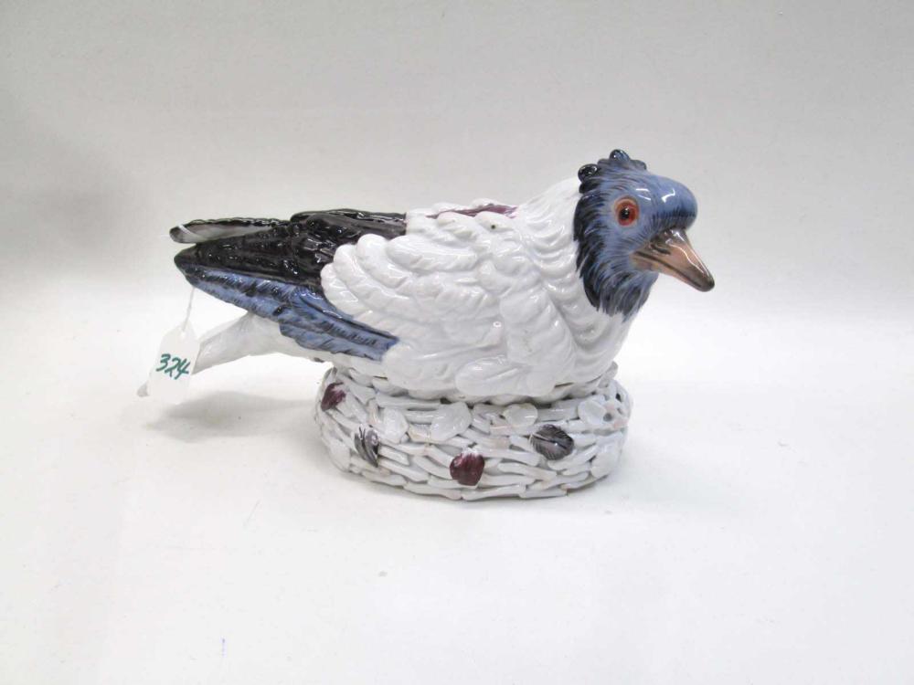 MEISSEN PORCELAIN NESTING PIGEON,