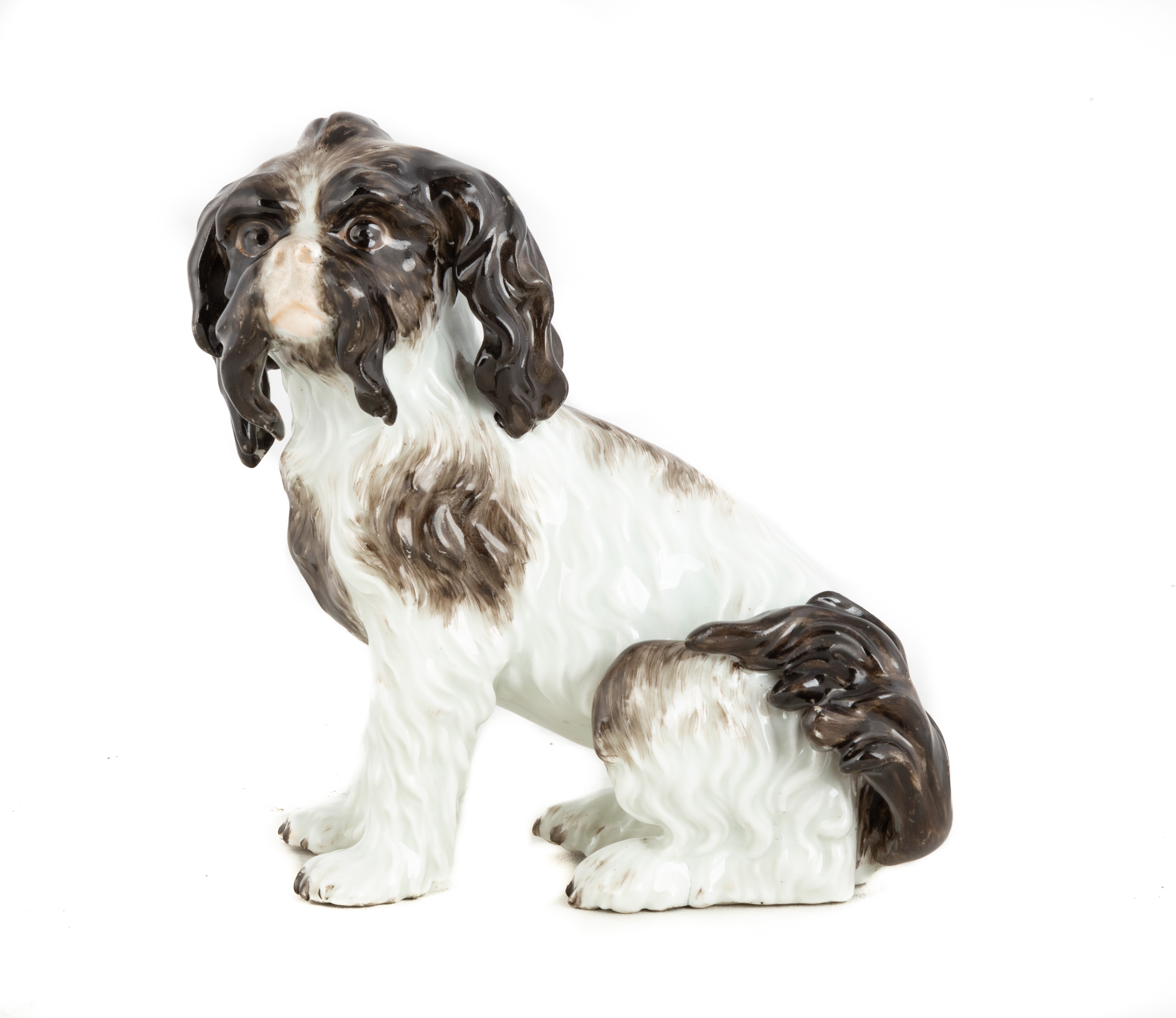 MEISSEN PORCELAIN PAINTED SPANIEL