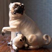 MEISSEN PORCELAIN PUG GROUPBlu