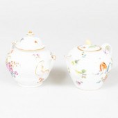 MEISSEN PORCELAIN TEAPOT AND C
