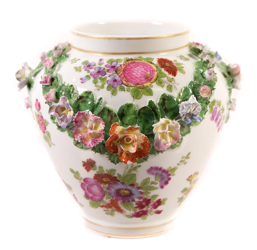 MEISSEN PORCELAIN VASE W/APPLIED