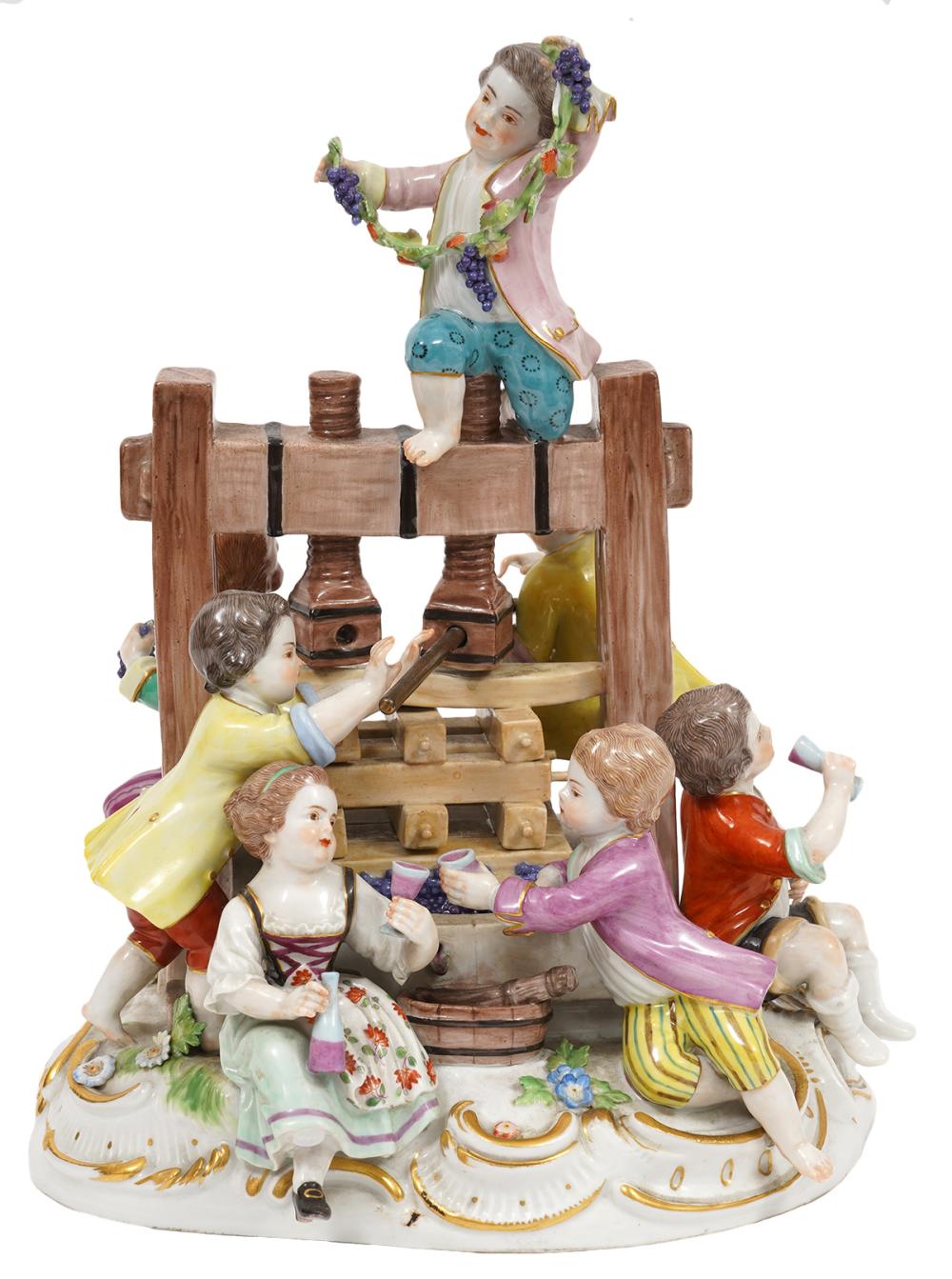 MEISSEN PORCELAIN WINTER GROUP WITH