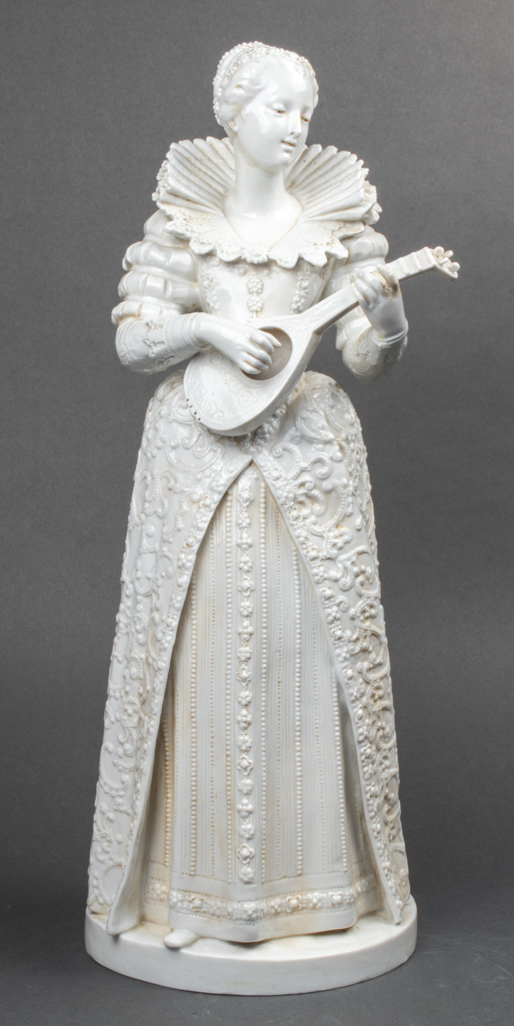 MEISSEN SIGNED WOMAN PLAYING LUTE