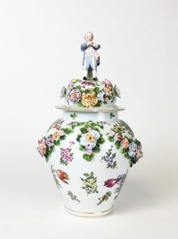 MEISSEN STYLE COVERED URNLate