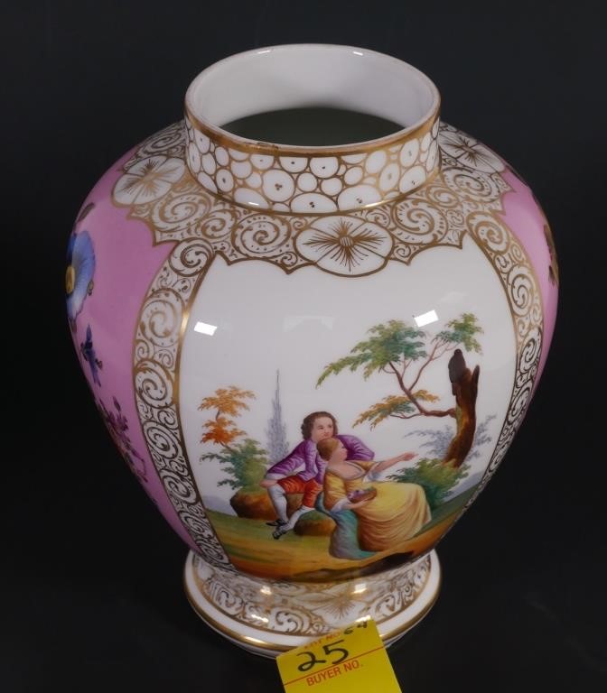 MEISSEN STYLE HANDPAINTED VASE