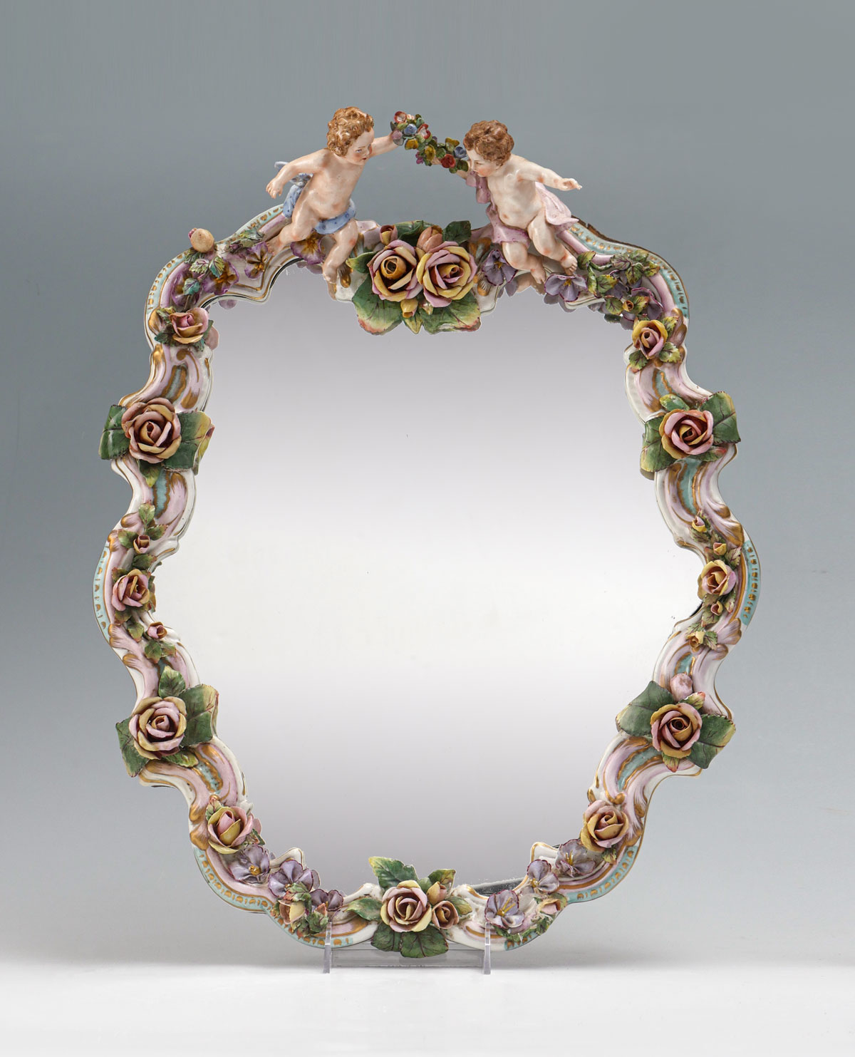MEISSEN STYLE PORCELAIN MIRROR: