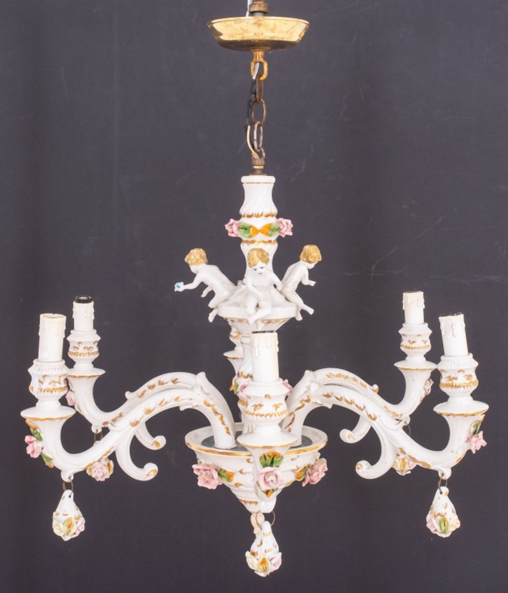 MEISSEN STYLE PORCELAIN SIX-LIGHT