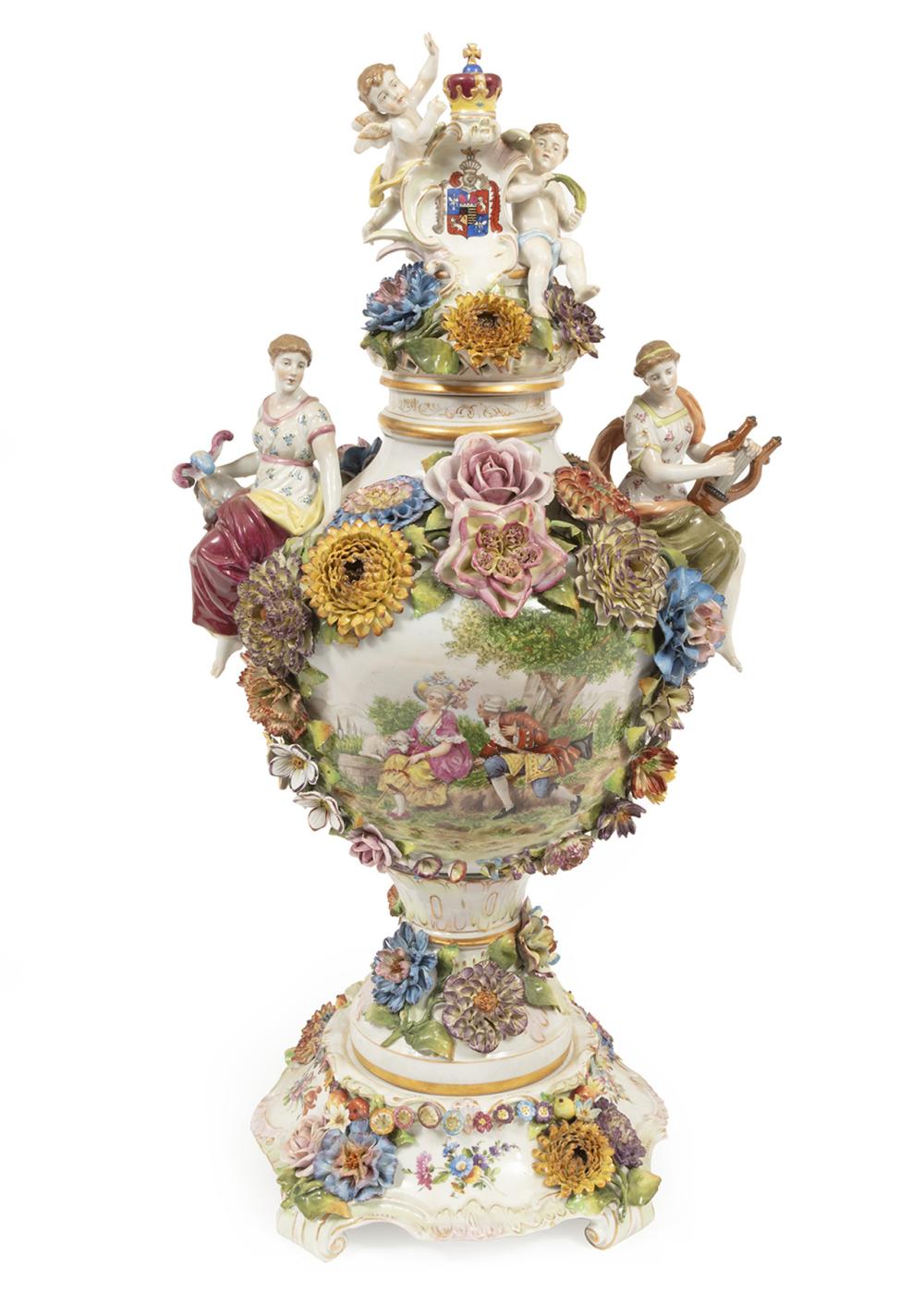 MEISSEN-STYLE PORCELAINE COVERED