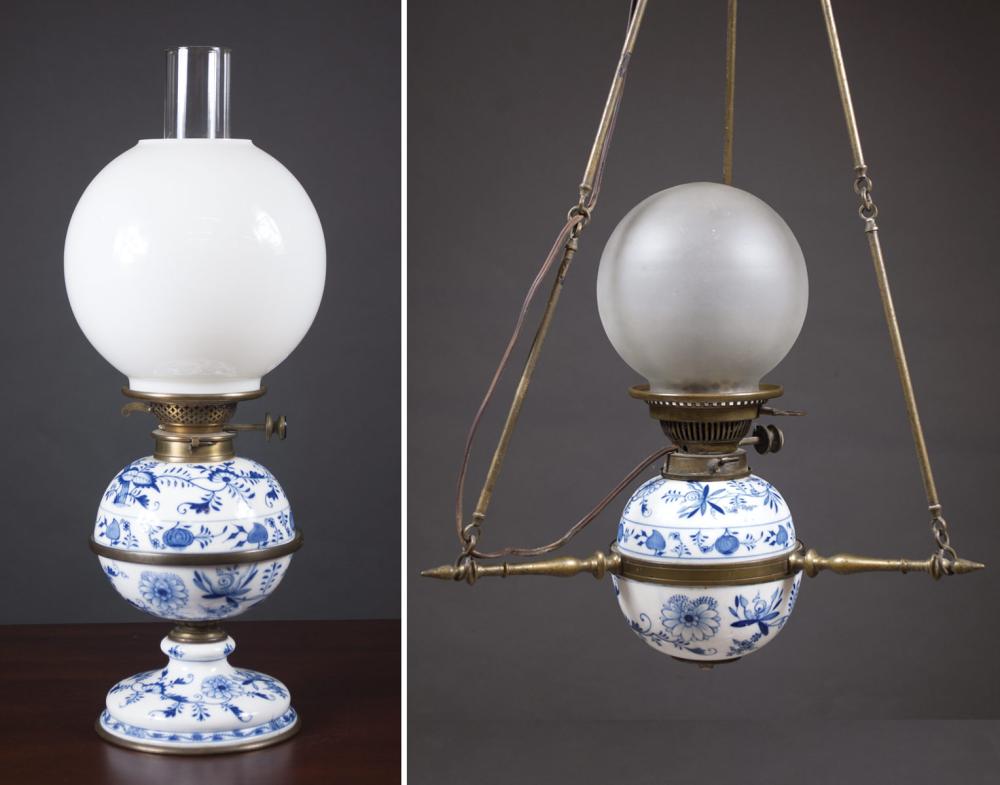 MEISSEN TABLE LAMP AND HANGING