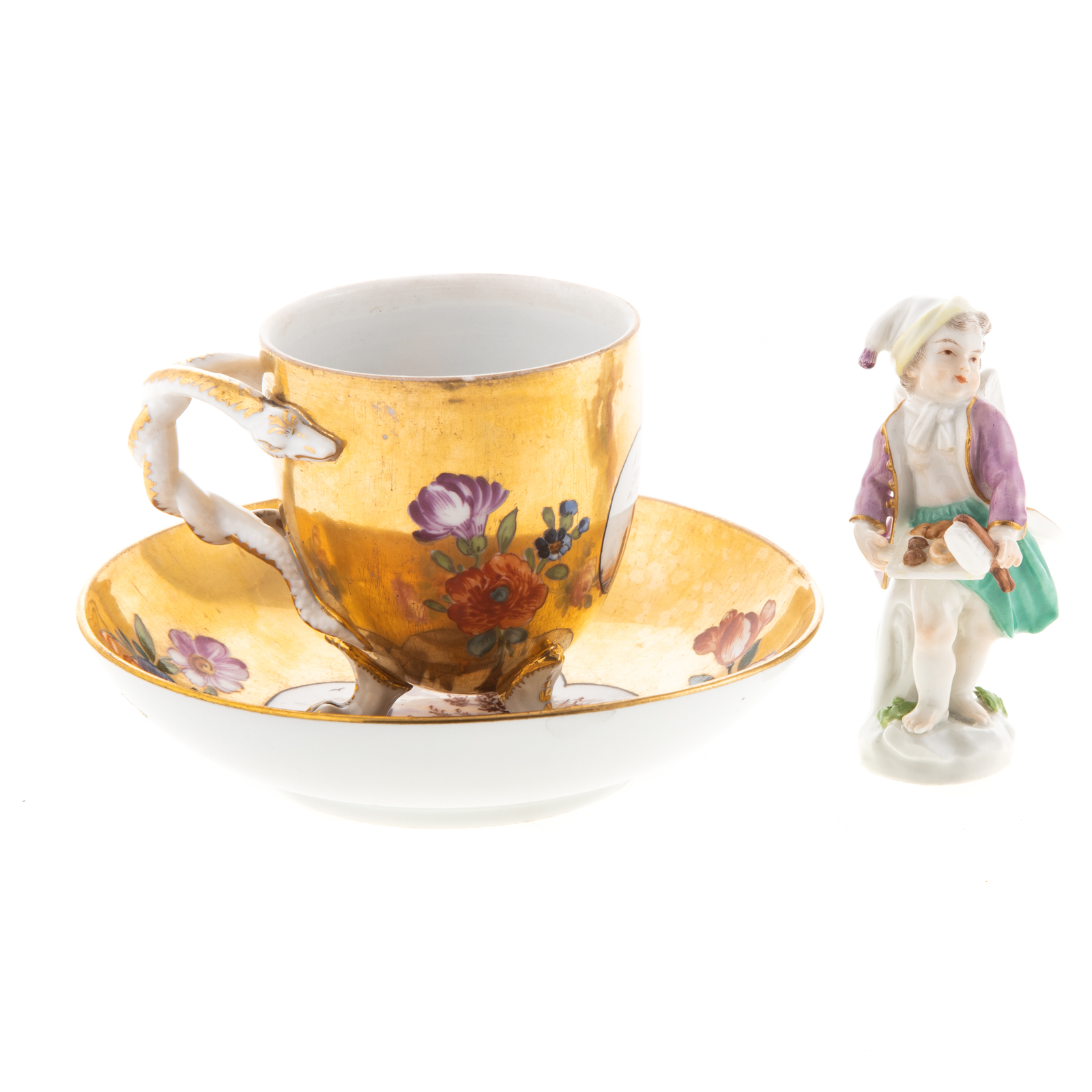 MEISSEN TEACUP & SAUCER & GERMAN