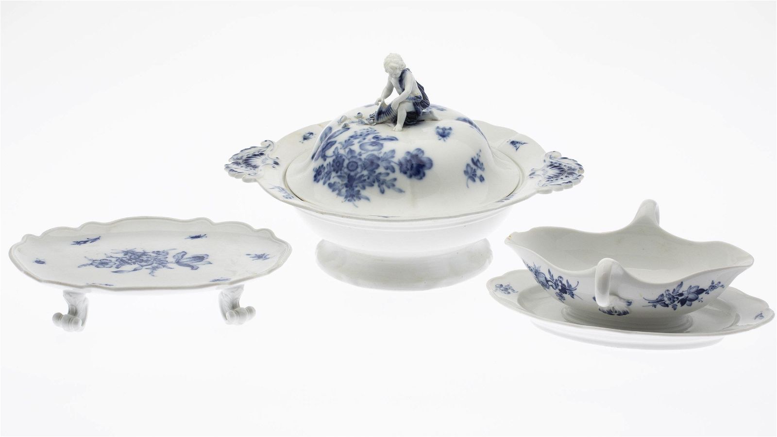 MEISSEN TUREEN, GRAVY BOAT AND