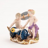 MEISSEN ?TWO CHILDREN WITH CAN