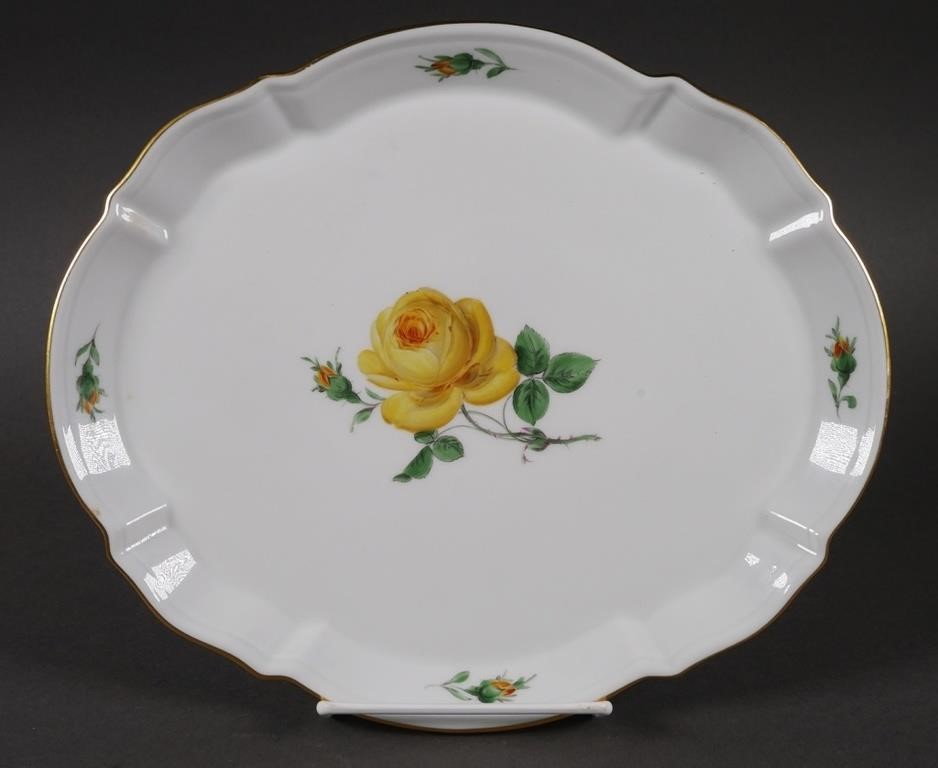 MEISSEN YELLOW ROSE PLATEAntique