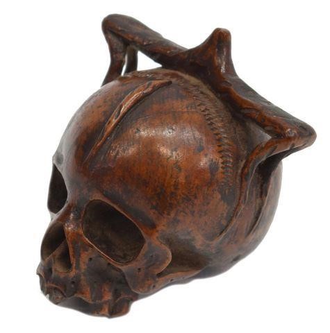 MEMENTO MORI CARVED WOOD MODEL OF