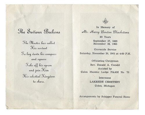 MEMORIAL CARD FROM THE FUNERAL OF