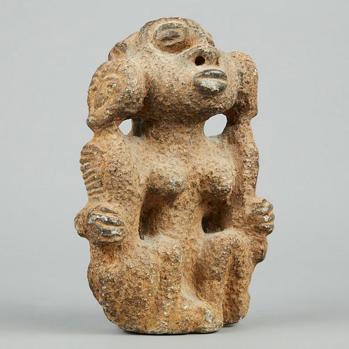 MENDE AFRICAN STONE FIGURE 19TH