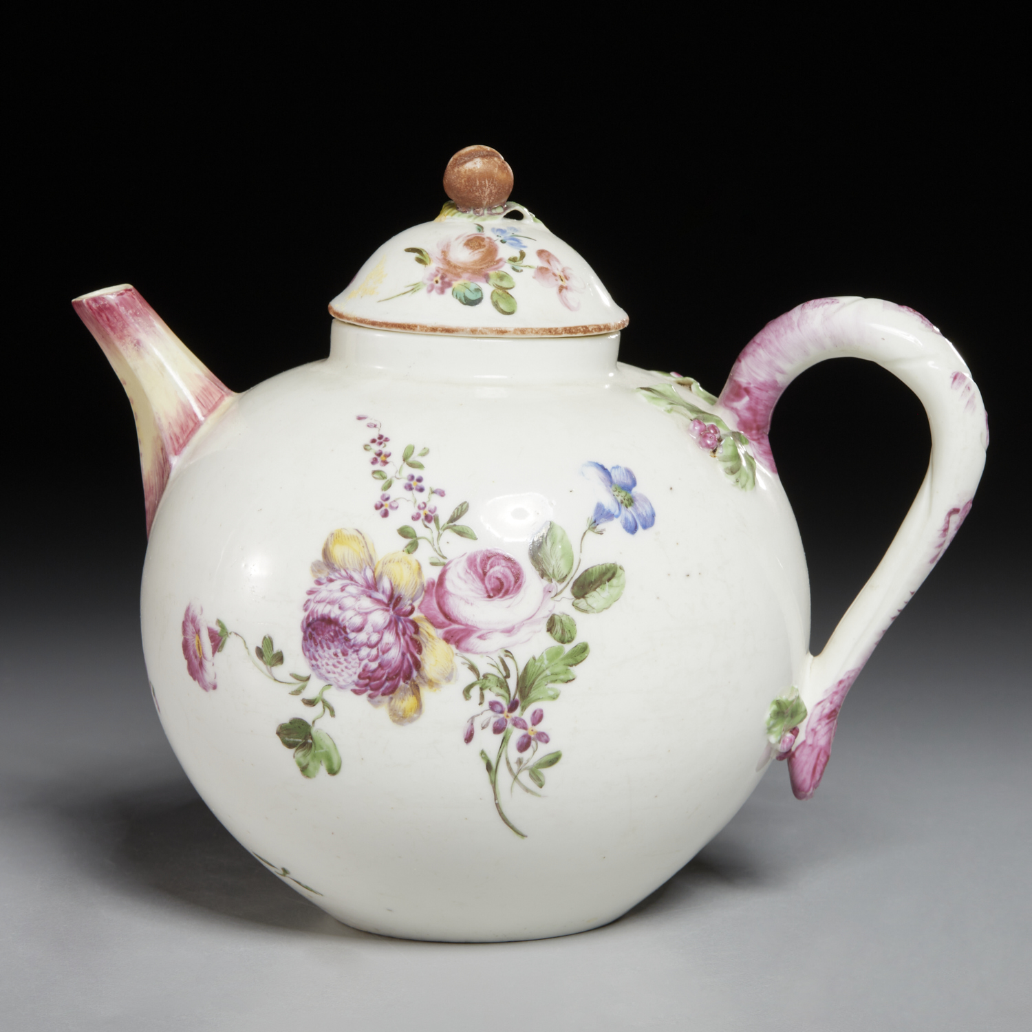 MENNECY SPHERICAL TEAPOT AND COVER,