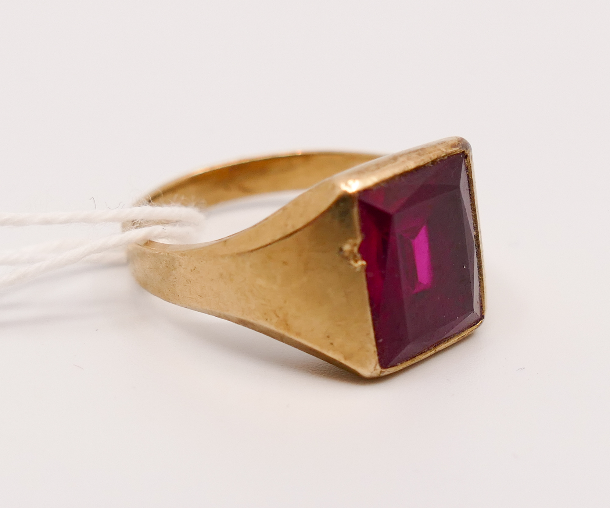 Mens 10K Red Stone Ring- Size