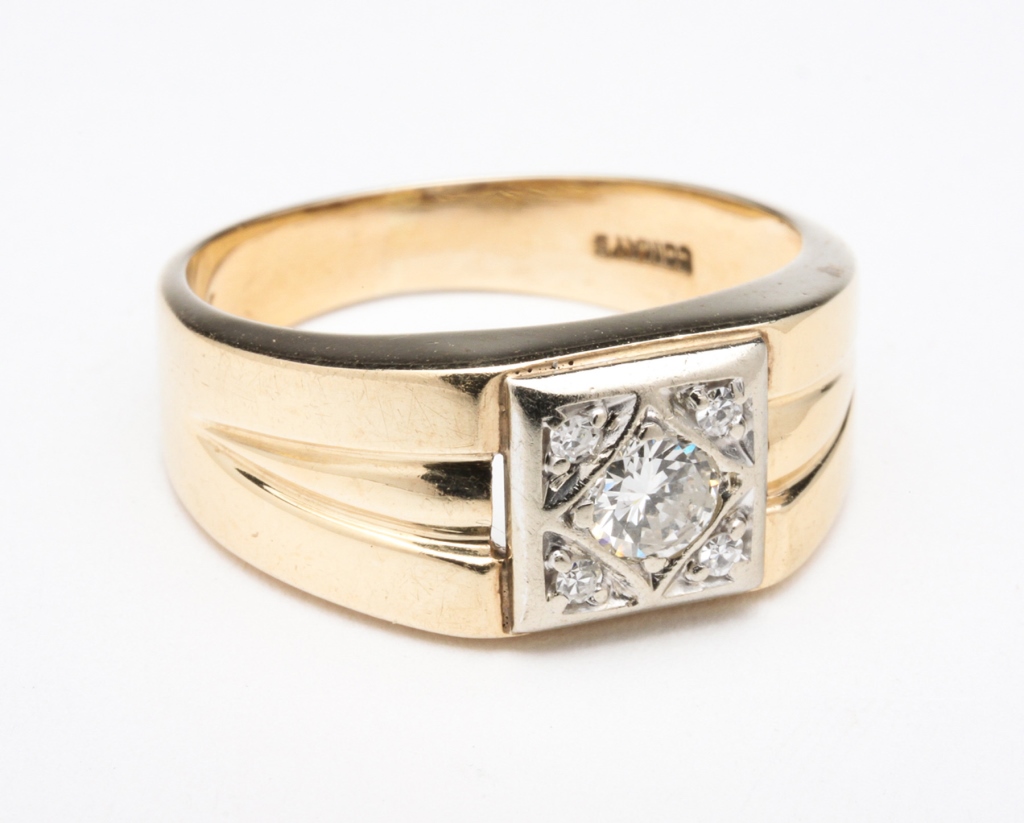 MENS 14K GOLD DIAMOND SOLITAIRE