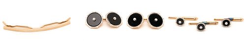 MEN'S 14K TUXEDO SET & 14K COLLAR