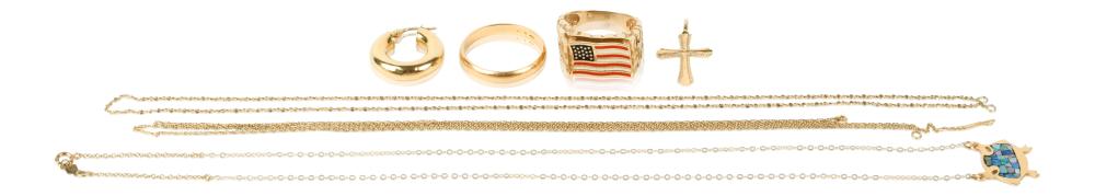 MEN'S 14K YELLOW GOLD AMERICAN FLAG