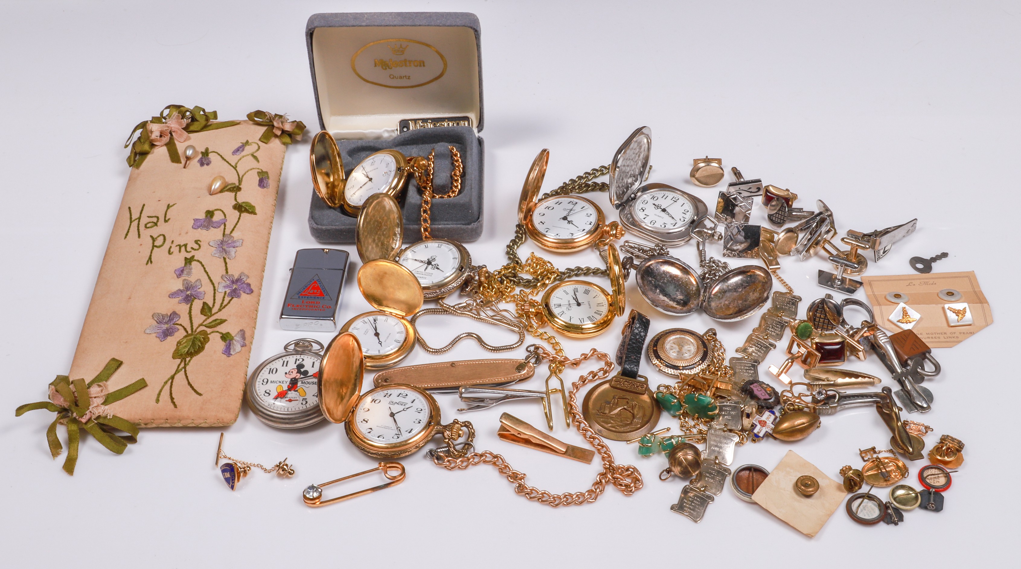 Mens cufflinks, pocketwatches and