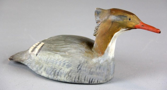 Merganser Duck Decoy With Glass
