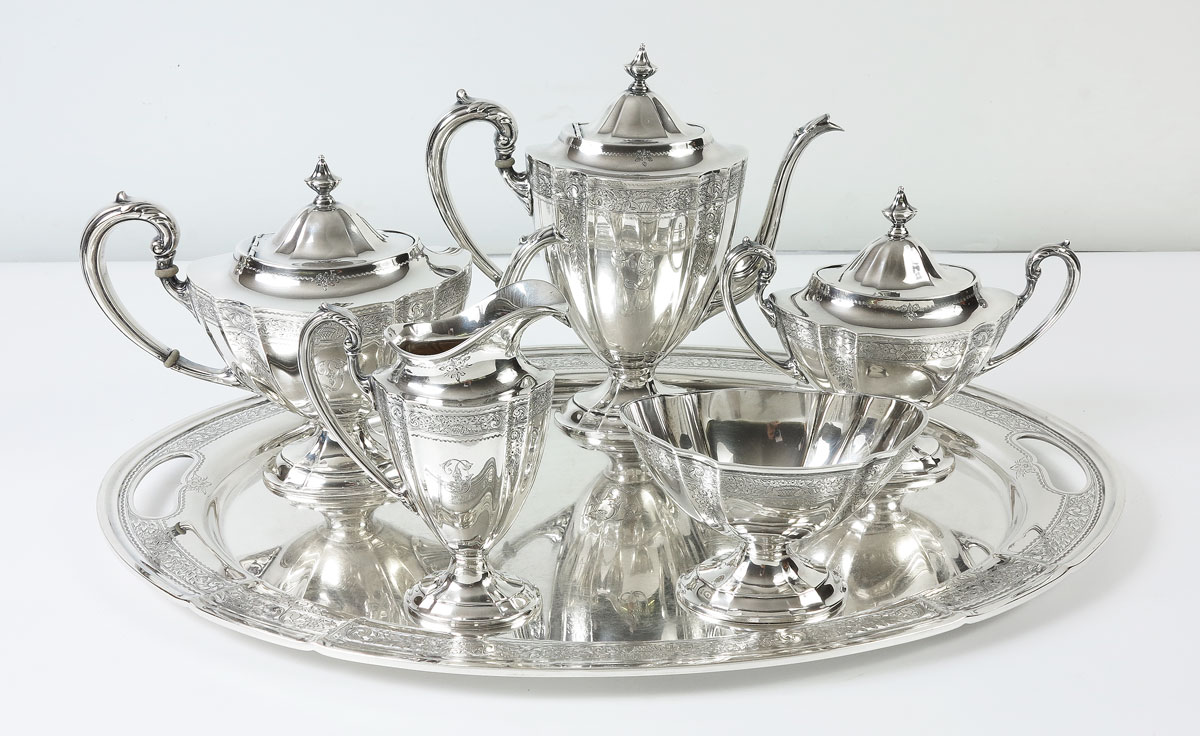 MERIDEN 6 PIECE STERLING TEA