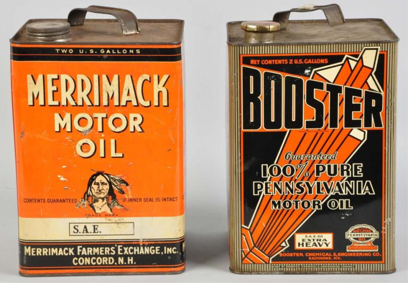Merrimack & Booster Motor Oil Cans.