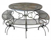 MESH IRON ROUND TABLE, ALONG W