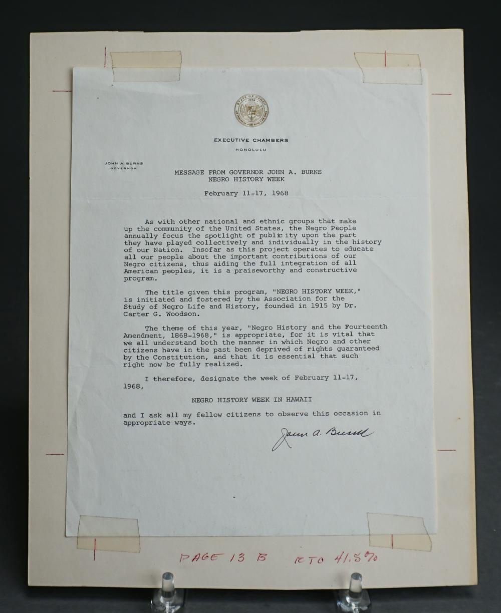MESSAGE FROM THE DESK OF JOHN A.