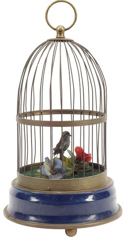 METAL &AMP; ENAMEL BIRD CAGE WITH