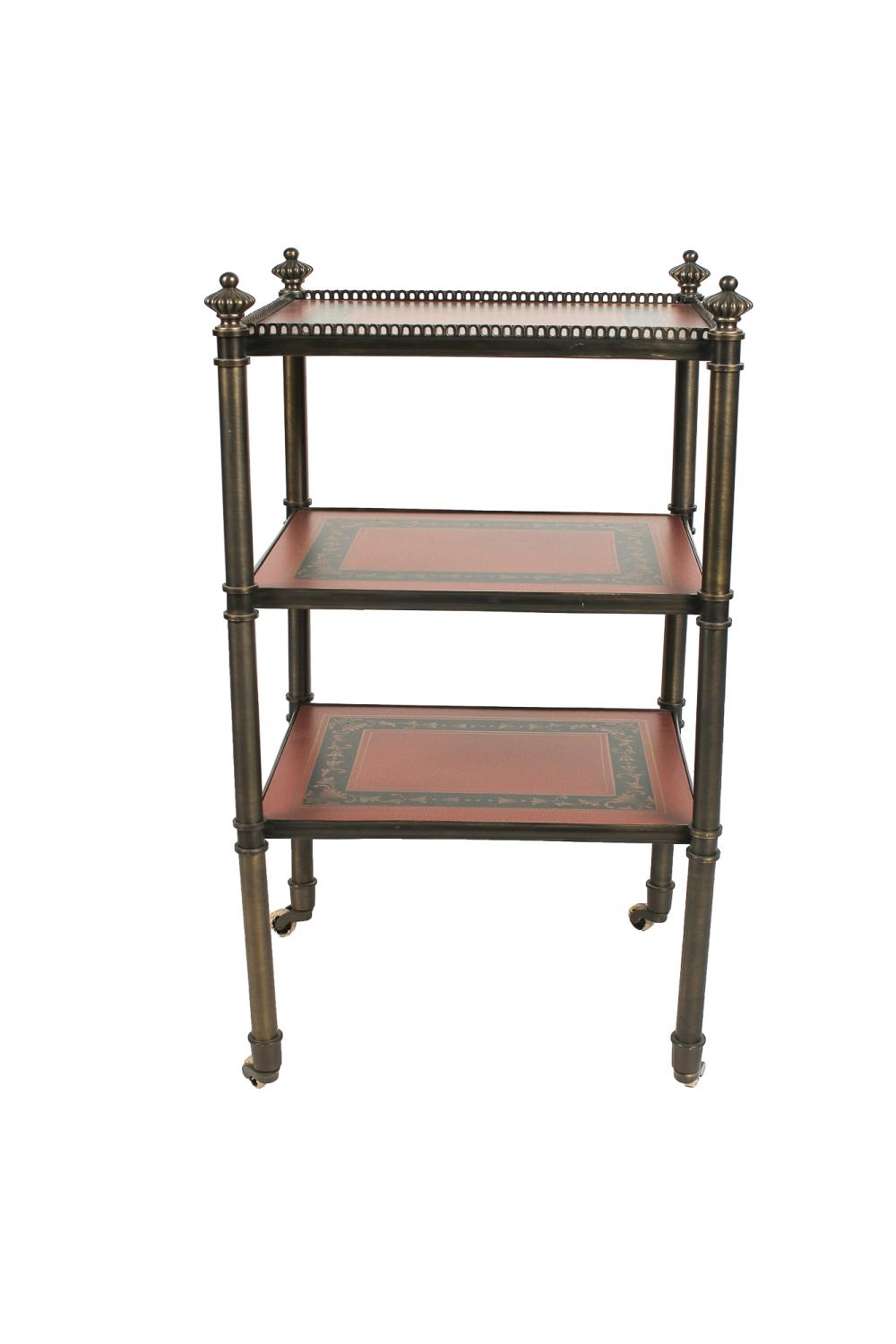 METAL AND FAUX LEATHER TIER TABLE18
