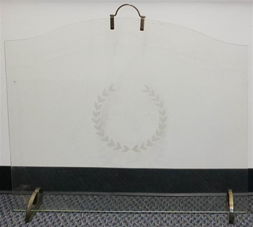 METAL AND GLASS FIRE SCREEN, H: