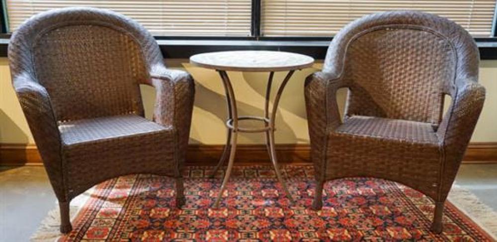 METAL BASE TILE TOP ROUND TABLE AND