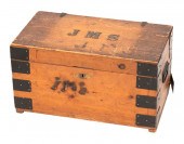 METAL-BOUND PINE TRUNK FIRST H