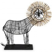 METAL BRUTALIST LION SCULPTURE